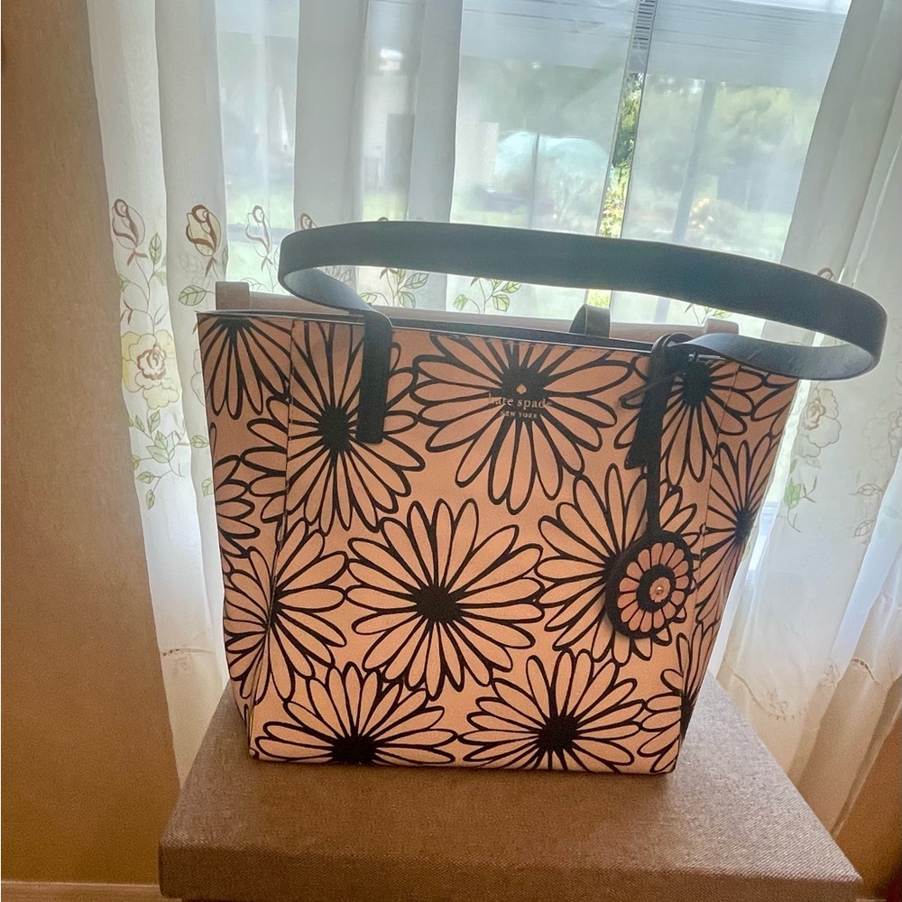 Kate Spade Black and Cream Floral Tote
